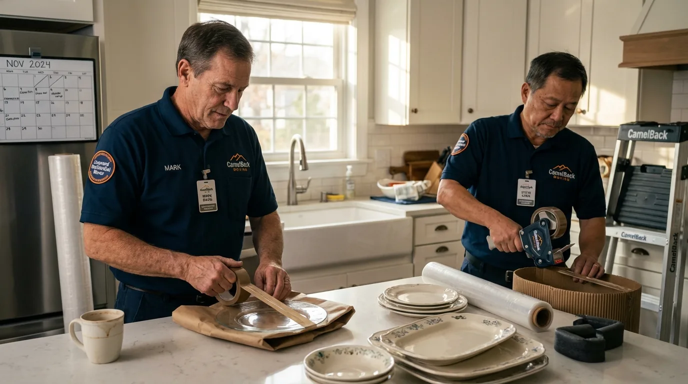 Professional crew packing kitchen dishware in Lake Elmo, MN